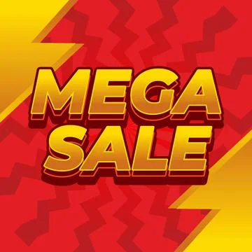 Mega sale. Text effect in 3D look with modern colors. Square shape Stock Illustration