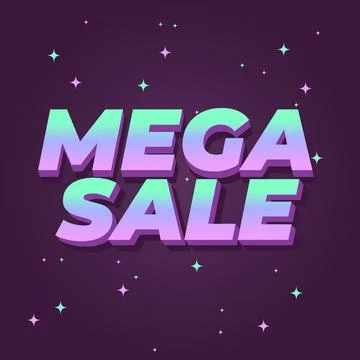 Mega sale. Text effect in 3D look with modern colors. Square shape Stock Illustration