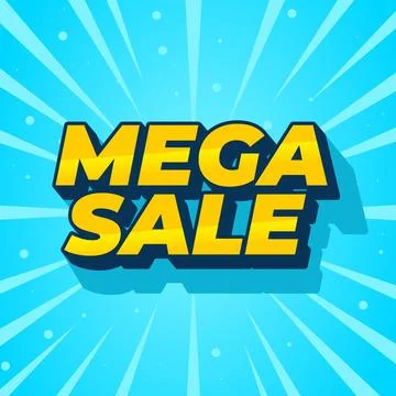 Mega sale. Text effect in 3D look with modern colors. Square shape Stock Illustration