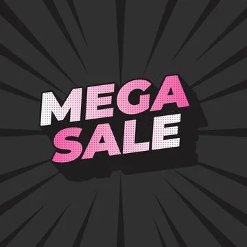 Mega sale. Text effect in 3D look with modern colors. Square shape Stock Illustration