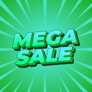 Mega sale. Text effect in 3D look with modern colors. Square shape Stock Illustration