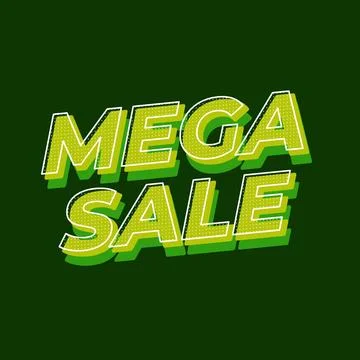 Mega sale. Text effect in 3D look with modern colors. Square shape Stock Illustration