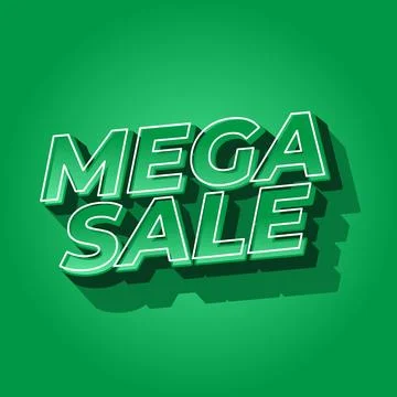 Mega sale. Text effect in 3D look with modern colors. Square shape Stock Illustration