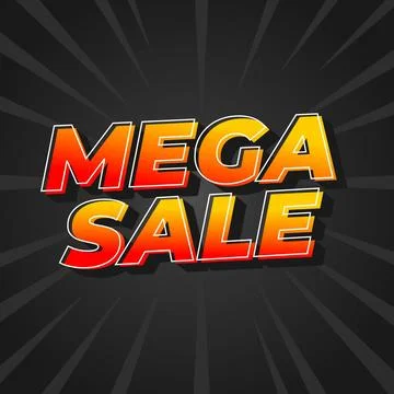 Mega sale. Text effect in 3D look with modern colors. Square shape Stock Illustration