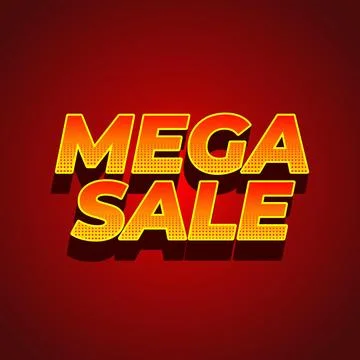Mega sale. Text effect in 3D look with modern colors. Square shape Stock Illustration