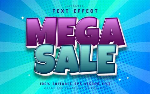 Mega sale text effect editable Stock Illustration