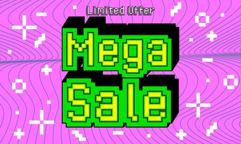 Mega Sale - Vector banner template design. Special offer discount banner, pix Stock Illustration