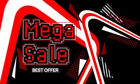 Mega Sale - Vector banner template design. Special offer discount banner, pix Stock Illustration