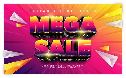 Mega sale vector text effect with modern style design Stock Illustration