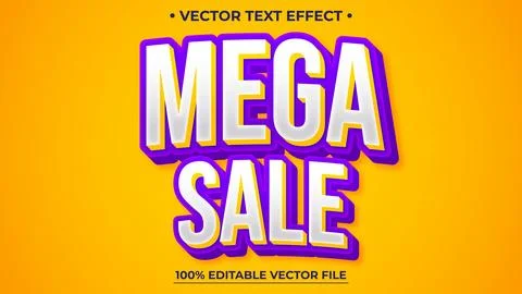 Mega Sale vector text effect with modern style design, usable for logo or c.. Stock Illustration