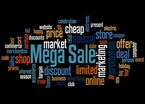 Mega sale  word cloud concept Stock Illustration