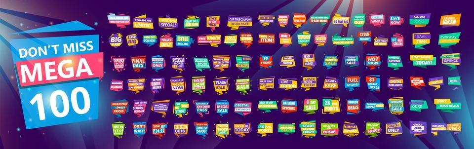 Mega savings set, vector illustration Stock Illustration