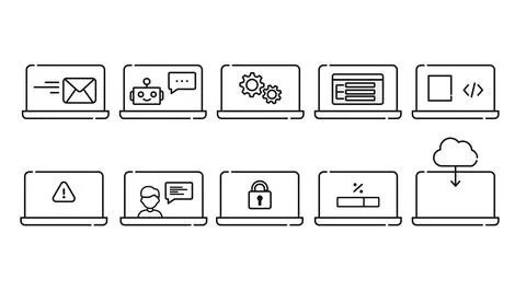 Mega set of 10 laptop computer icons Illustration