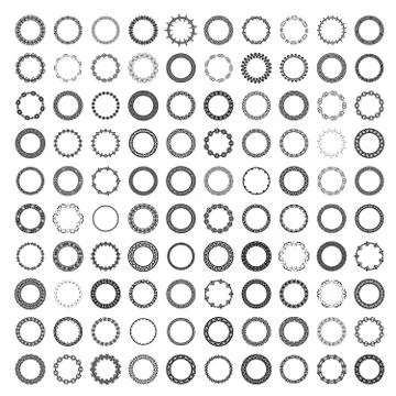 Mega set of 100 the most popular round frames. Stock Illustration