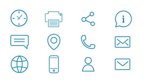Mega set of 12 contact and communication icons Illustrazione stock