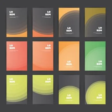 Mega Set of 12 Flyer, Card or Banner Designs with Abstract Orange, Green an.. Stock Illustration