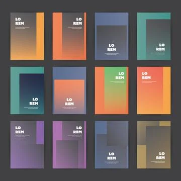 Mega Set of 12 Flyer, Card or Banner Designs with Abstract Orange, Green, B.. Stock Illustration