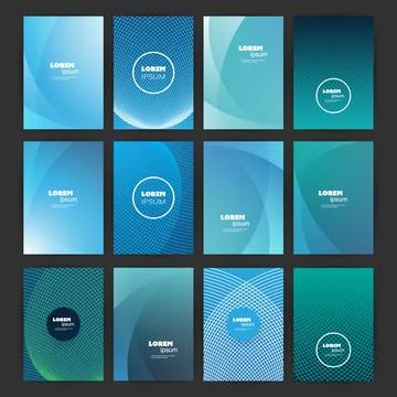Mega Set of 12 Flyer, Card or Banner Designs with Abstract Blue and Green C.. Stock Illustration
