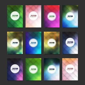 Mega Set of 12 Flyer, Card or Banner Designs with Abstract Colorful Minimal.. Stock Illustration