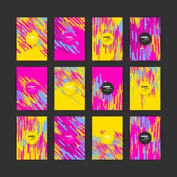 Mega Set of 12 Flyer, Card or Banner Designs with Abstract Blue, Purple and.. Stock Illustration