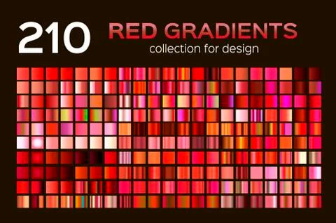 Mega set of 210 Red metal gradients. Magenta backgrounds collection, metal Stock Illustration