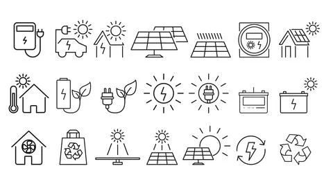 Mega set of 22 renewable energy and sustainability vector icons Stock Illustration
