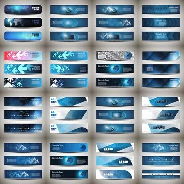 Mega Set of 48 Business Header, Card or Banner Designs with Arrows, Icons o.. Stock Illustration
