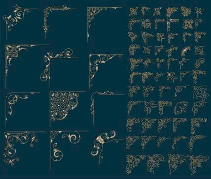 Mega set 78 corners Stock Illustration