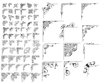 Mega set 78 corners Stock Illustration