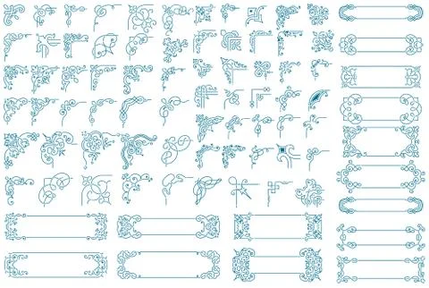 Mega Set 79 design elements of Corners and Banners Stock Illustration