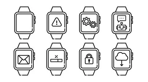 Mega set of 8 smartwatch icons Stockillustratie