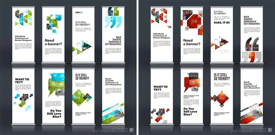 Mega set. Abstract business vector set of modern roll Up Banner Stock Illustration