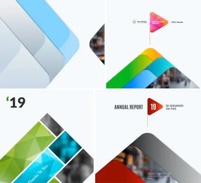 Mega set of abstract templates for business, trendy colourful mountains shapes Stock Illustration