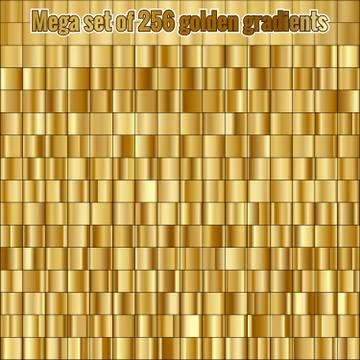 Mega set consisting of collection 256 golden gradients. EPS 10 Stock Illustration