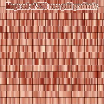 Mega set consisting of collection 256 rose gold foil gradients. Metallic texture Stock Illustration