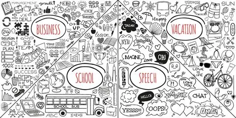 MEGA set of different doodles isolated on white background Stock Illustration