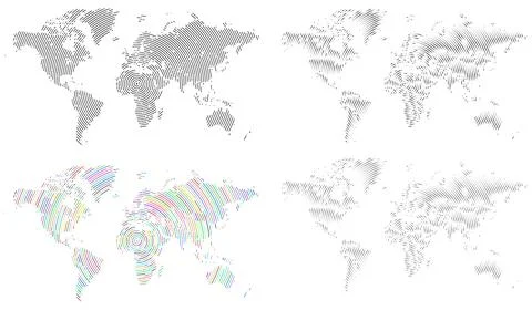 Mega set of dotted world map in circle style. A creative circle style dotte.. Stock Illustration