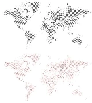 A mega set of dotted world map in geometric circle pattern style. A creativ.. Stock Illustration