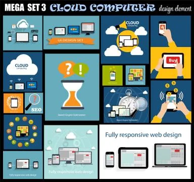 Mega Set Flat Computer Design Vector Illustration イラスト素材