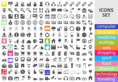Mega set of flat vector icons Stock-Illustration