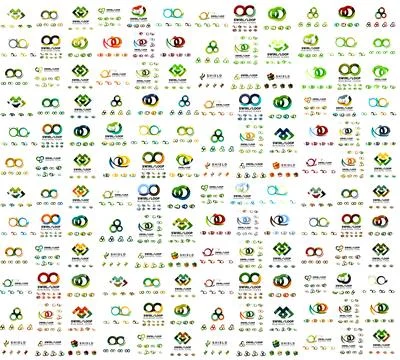 Mega set of infinity and loop business logos, large collection Stock Illustration