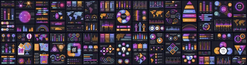Mega set of infographic elements data visualization vector design template. C Stock Illustration