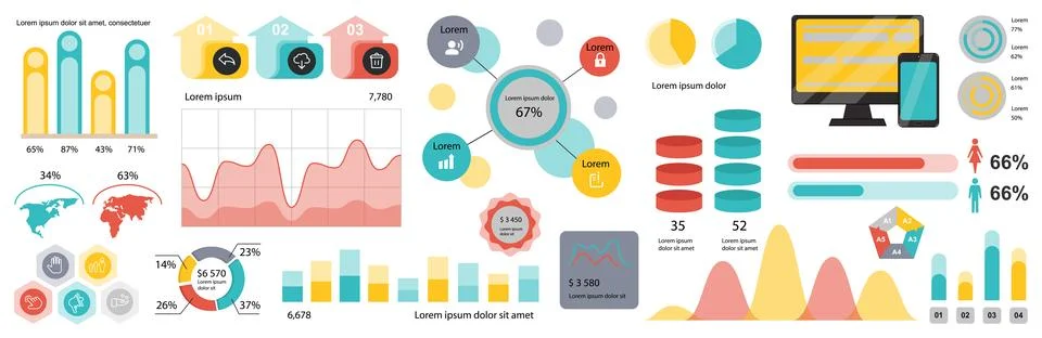 Mega set of infographic elements data visualization vector design template... Illustrazione stock
