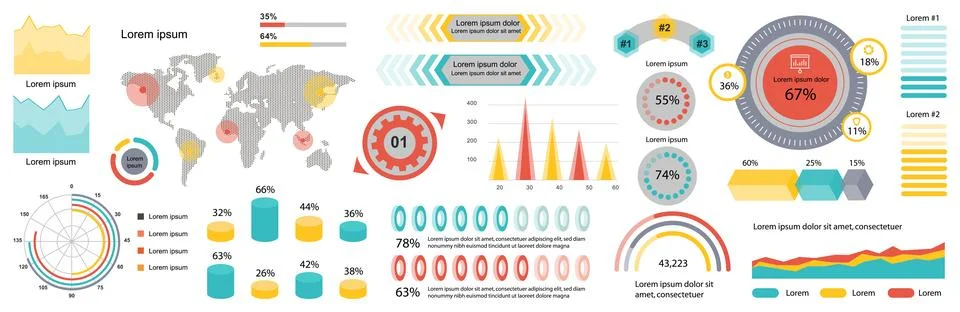 Mega set of infographic elements data visualization vector design template... Illustrazione stock