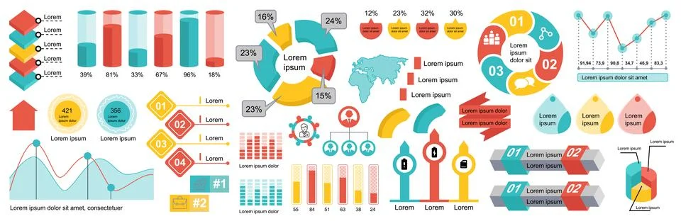 Mega set of infographic elements data visualization vector design template... 스톡 일러스트