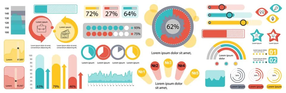 Mega set of infographic elements data visualization vector design template... Stock Illustration