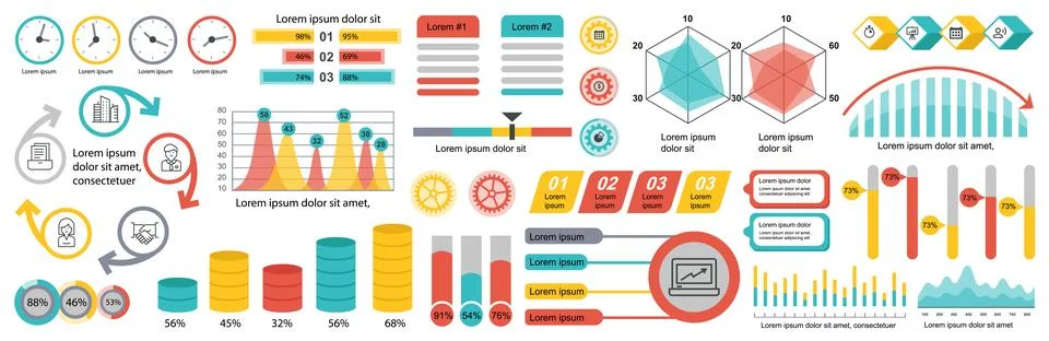 Mega set of infographic elements data visualization vector design template. C Illustrazione stock
