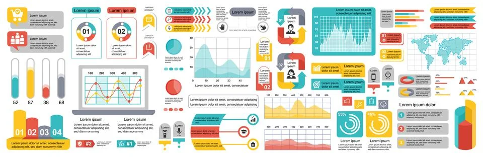 Mega set of infographic elements data visualization vector design template... Illustrazione stock
