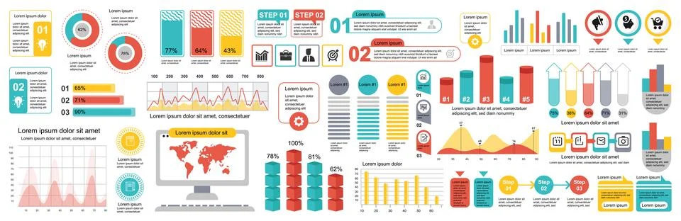 Mega set of infographic elements data visualization vector design template... Illustrazione stock