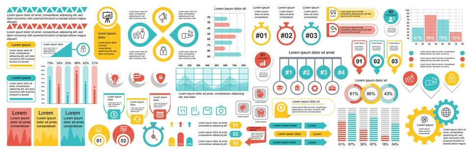 Mega set of infographic elements data visualization vector design template... Illustrazione stock